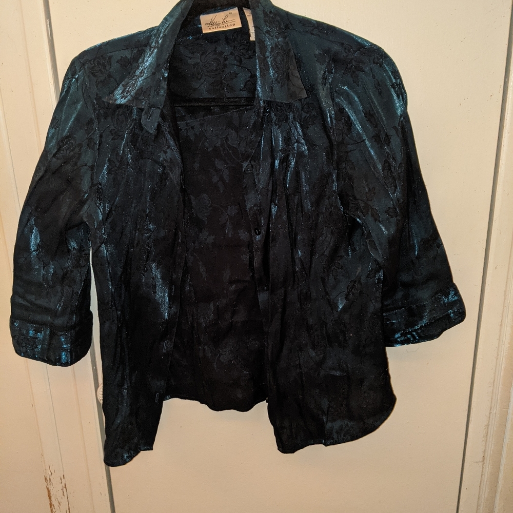 KATHIE LEE PLEATED RAYON BUTTON DOWN